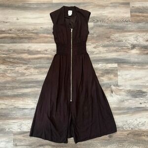 Joie Womens XS Brown Linen Blend Quiet Luxury Boho Sleeveless Midi Dress